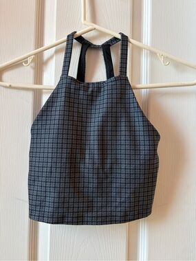 Gilly Hicks Houndstooth Halter Crop Top - Black & Gray